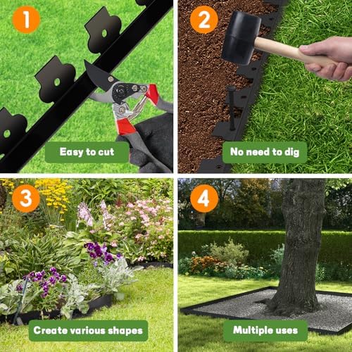 Mars Villa Landscape Edging, 4 Inch Tall 40FT Garden Edging Border Kit - Image 3