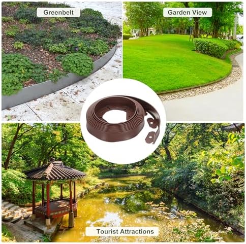 uxcell Landscape Edging, 1Pcs 20FT x 2" - Garden Edging Kit with 18 Stakes, Landscape Edging Border for Garden Lawn Flower Bed Yard Grass (Brown) - Image 6