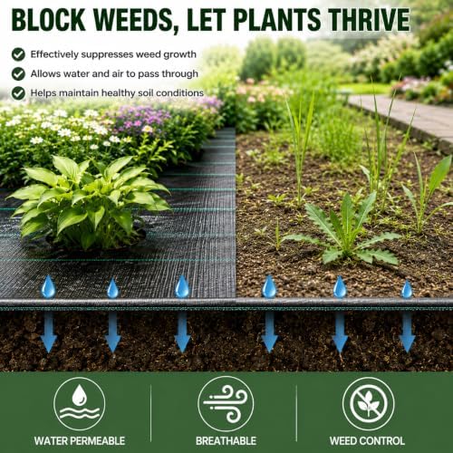 6FTx300FT Weed Barrier Landscape Fabric Heavy Duty 5oz Pro Ground Cover Mat - Image 2