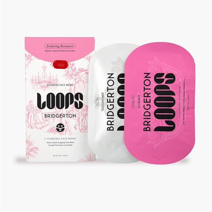 LOOPS Beauty Bridgerton™ NETFLIX Enduring Romance Set -The Best Hydrogel Face Masks for Every Skin Moment Face Mask - 2 Hydrating Masks - Dream Slleep and Double Take - All Skin Types, 2pc