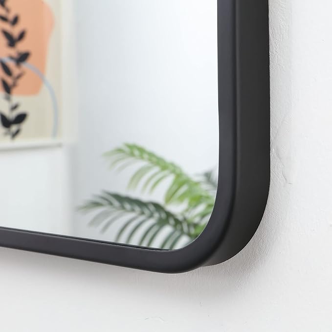20x40 Inch Matte Black Bathroom Mirror - Copper-Free, Metal Frame Vanity Rectangle Wall Mounted Modern Mirrors for Bedroom/Living Room/Porch Horizontal or Vertical
