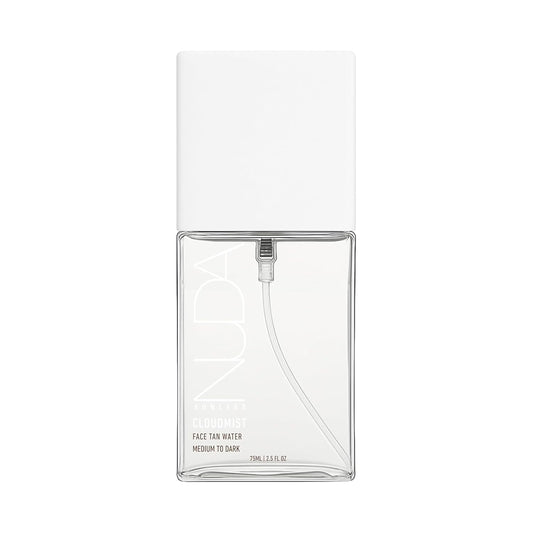 Nuda CloudMist, Medium to Dark | Lightweight Hydrating Face Tan Mist | Made with Aloe Vera and White Tea Extract | Buildable Clear Water Spray Self Tanning Solution, Cruelty Free, (75 mL)