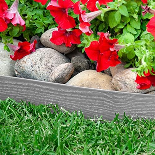 EasyFlex Tall Wall No-Dig Landscape Edging with Anchoring Spikes, 2.5 in. Tall Straight Top Plastic Garden Border with Woodgrain Texture, 40 Foot Kit, Gray (3220GYE-40C) - Image 2