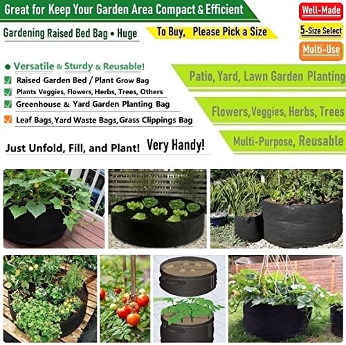 200 Gallon Big Raised Garden Bed Bag (50x24 inch) Large Plant Grow Bag for Tomato,Potato Planter,Herbs Veggies Planter,Flower Bed,Plant Container,Yard Waste,Lawn Debris,Leaf Bag with Gardening Gloves - Image 2