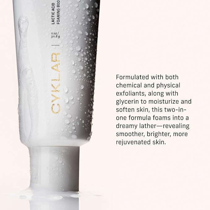Cyklar Lactic Acid Body Polish – Chemical Exfoliator with AHAs & Volcanic Pumice – Added Glycerin for Skin Hydration – Fragrance-Free, 11 fl oz