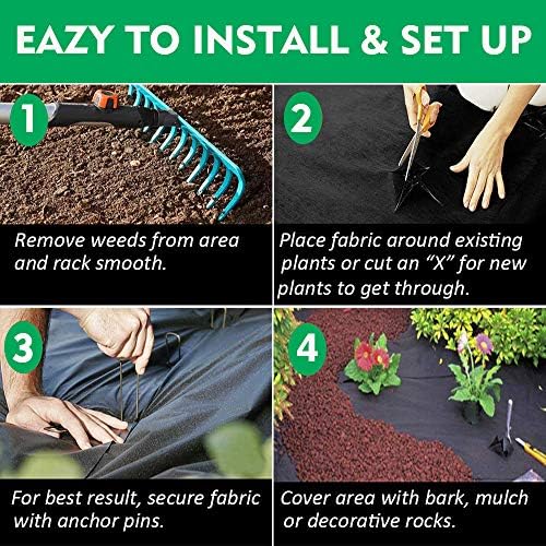 Premium 5oz Pro Weed Barrier Landscape Fabric Ground Cover Heavy Duty Commercial Anti-Weed Gardening Mat, 6ft x 300ft, Black - Image 5