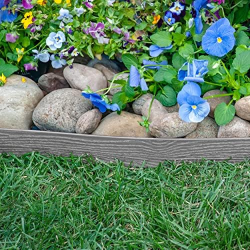 EasyFlex Tall Wall No-Dig Landscape Edging with Anchoring Spikes, 2.5 in. Tall Straight Top Plastic Garden Border with Woodgrain Texture, 40 Foot Kit, Gray (3220GYE-40C) - Image 3