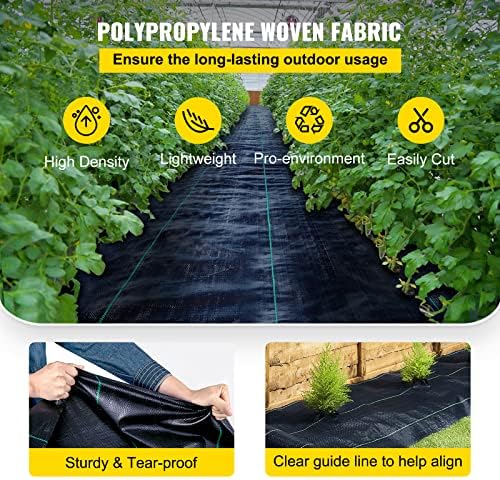 Happybuy Weed Barrier Landscape Fabric Heavy Duty, 4FTx250FT Geotextile Fabric, 5Oz Woven Weed Block Gardening Mat, Garden Weed Fabric, Good Permeability for Flower Bed, Driveway Fabric, Ground Cover - Image 3