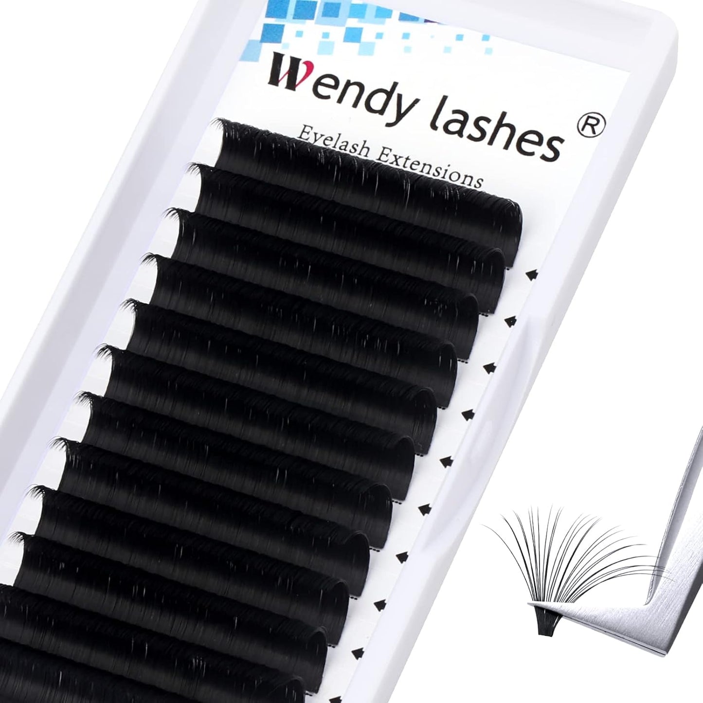 Easy Fan Volume for Lash Artists: Handmade Fans, Self Fanning, Blooming, Black, D Curl, 0.05mm, 15mm, Wendy, KH200422