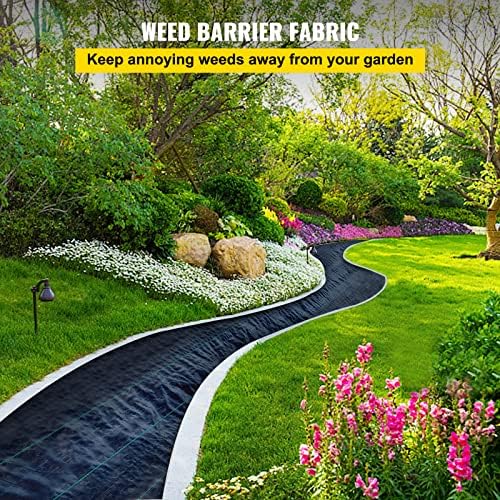 Happybuy Weed Barrier Landscape Fabric Heavy Duty, 4FTx250FT Geotextile Fabric, 5Oz Woven Weed Block Gardening Mat, Garden Weed Fabric, Good Permeability for Flower Bed, Driveway Fabric, Ground Cover - Image 2