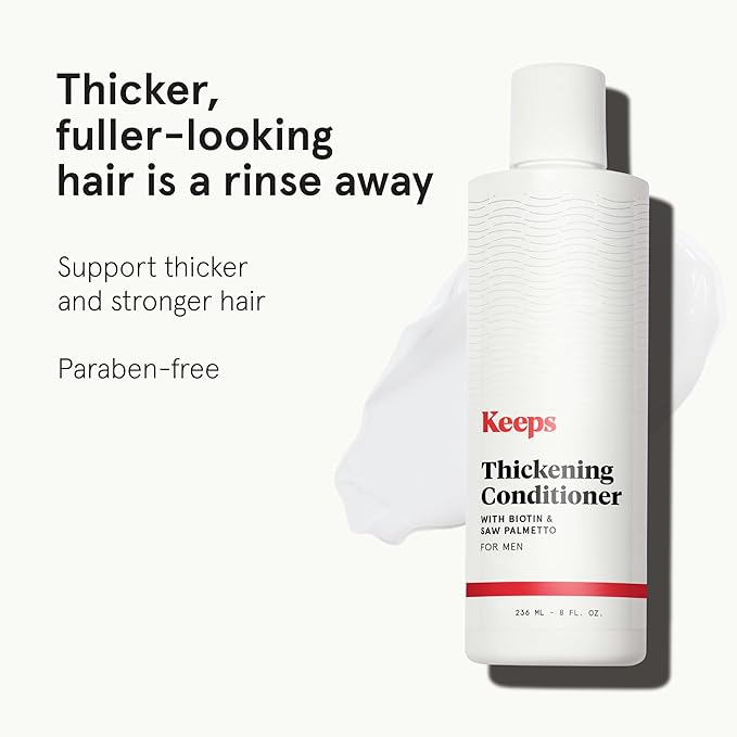 Keeps Hair Regrowth Treatment Mens Conditioner for Fuller, Thicker Looking Hair, 8 oz - Thinning and Hair Growth Conditioner for Men - DHT Blocker - Infused with Biotin, Caffeine, & Saw Palmetto