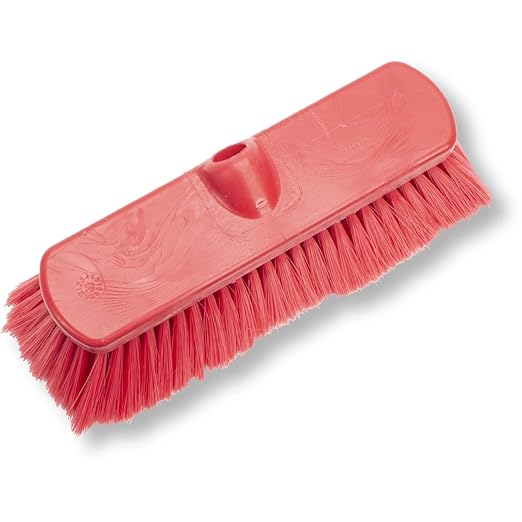 SPARTA 41278EC05 Flo-Thru Plastic Wall Scrub Brush, Equipment Brush With Soft Nylex Bristles For Industrial Kitchens, Hospitals, Commercial Cleaning, 4 Inches, Red