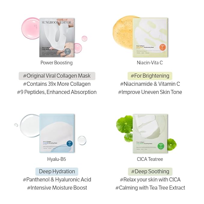 SUNGBOON EDITOR Deep Collagen Overnight mask 37gx17ea Real Collagen 2,160,000PPB for Elasticity TikTok Trend Items Original Hydrating Collagen Face Mask Korean Skin Care Valentines Day Gifts for Woman