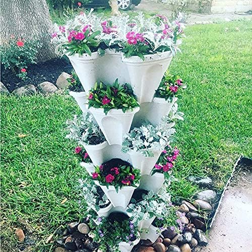 Large Vertical Gardening Stackable Planters-Indoor Outdoor Stacking Flower Pot Tower with Strawberry Seeds and Garden Tool Set and Watering Can-Stackable Pots - Image 4
