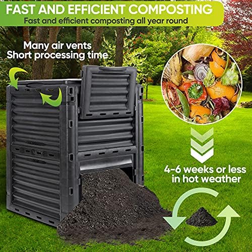 JupiterForce Garden Compost Bin 80 Gallon (300 L) from BPA Free Material, Large Composting Bin Outdoor Composter with Gloves, Easy Assembling, Fast Creation of Fertile Soil, Lightweight, Black - Image 5