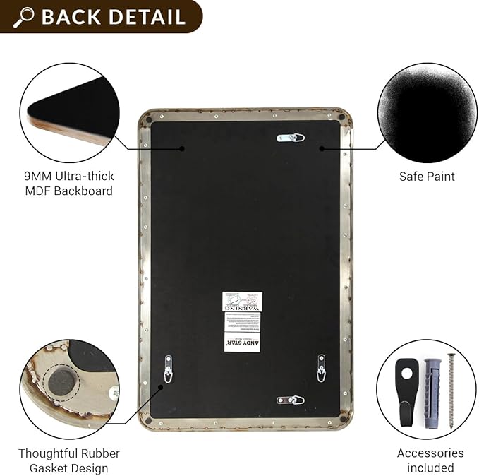 ANDY STAR 40x32 Inch Chrome Mirror for Bathroom, Chrome Bathroom Vanity Mirror, Rounded Rectangle Mirror, Anti-Rust SUS304, Seamless Tube Metal Frame, 1’’ Deep Wall Mounted Vertically/Horizontal