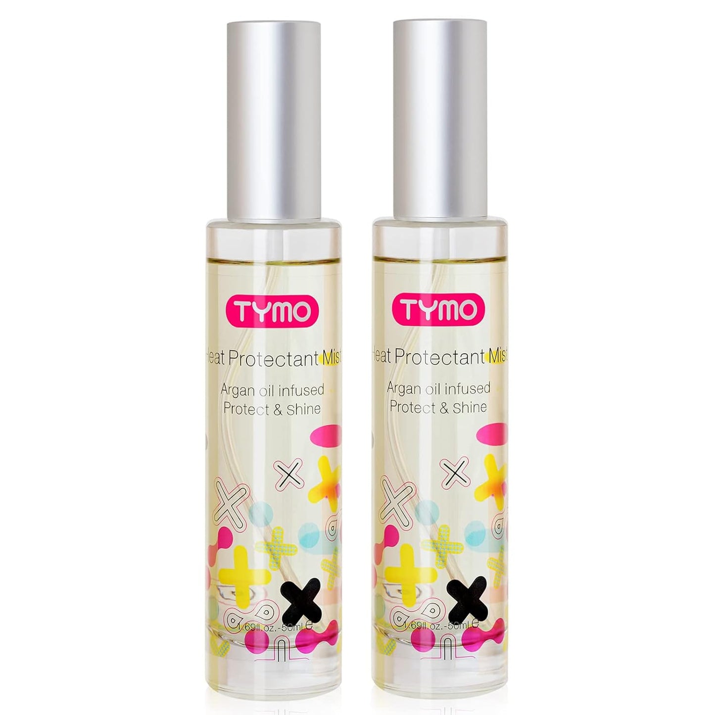 TYMO Heat Protectant for Hair with Argan Oil for Heated Styling Tools, Leave in Conditioner Spray to Smooth & Hydrate, Natural Pure Formulation, Multi-benefit Treatment, Lightweight Spray, Pack of 2