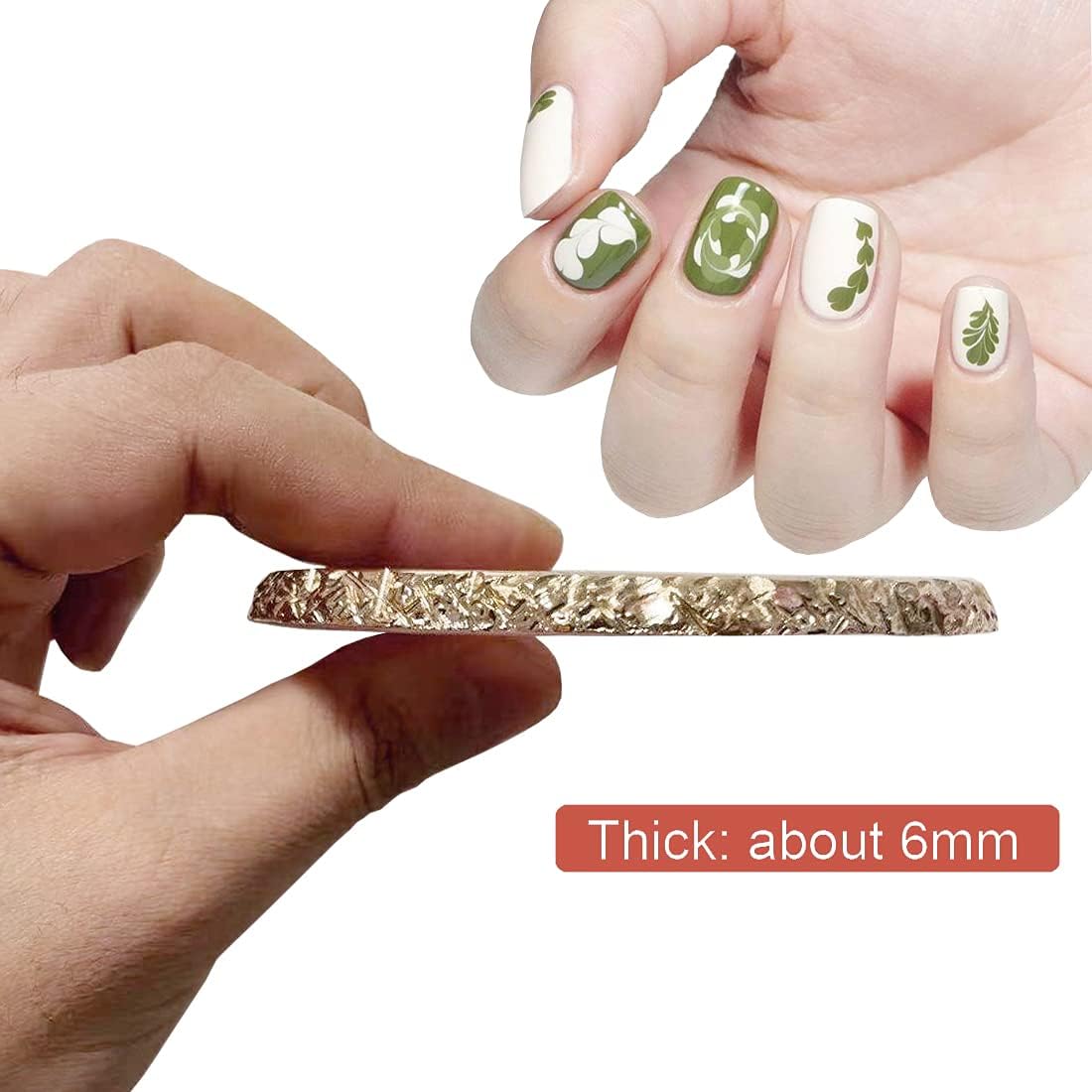 2 Pack Resin Nail Art Palette, Nail Painting Mixed Color Palette, Gilded Edge Nail Gel Color Makeup Display Board Pallet (White+Pink)