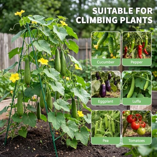 DoCred 39.4" H Cucumber Trellis, 2 Pack Foldable A Frame Garden Trellis - Image 3