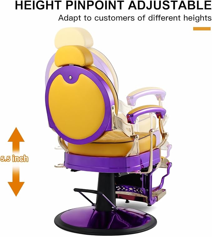 Artist hand Retro Barber Chair Heavy Duty Barber Chairs Vintage Salon Chair Hydraulic Recline Chair Rounded Cushioning Beauty Spa Styling Equipment (Yellow)