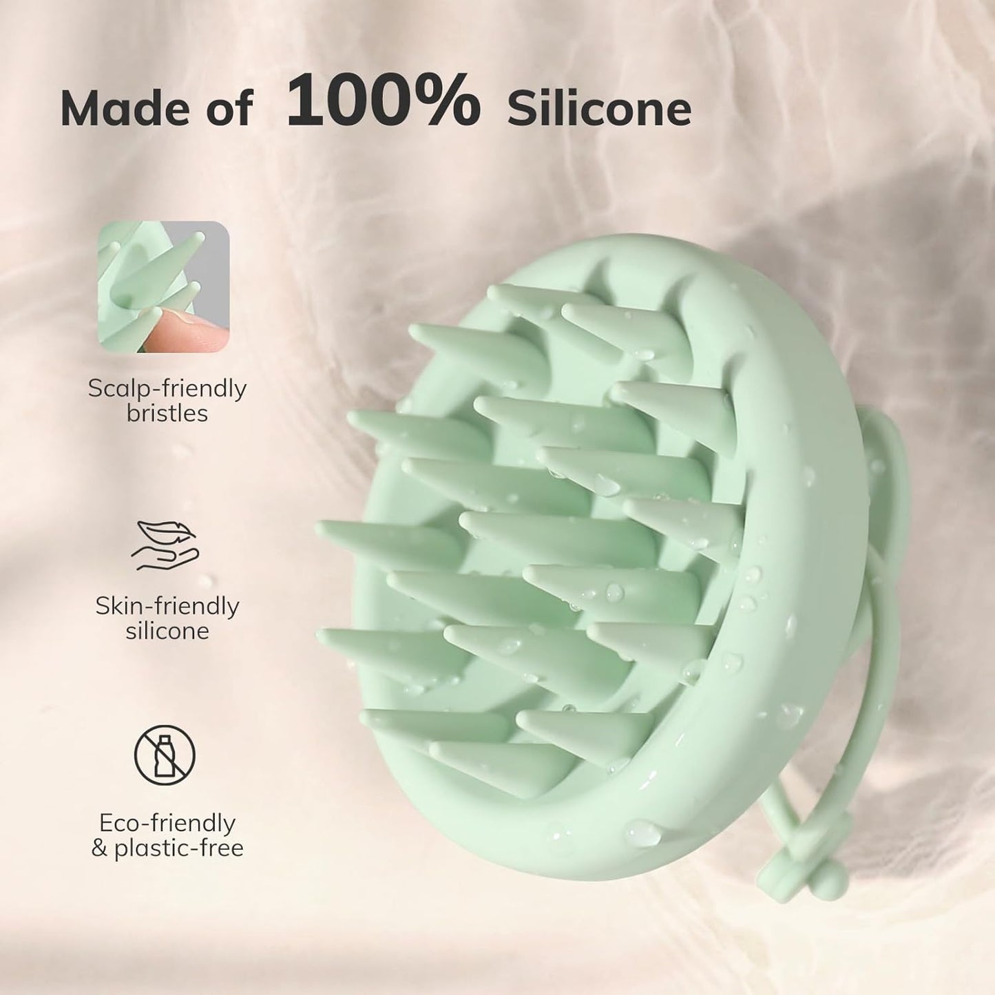 Sndyi Silicone Scalp Massager Shampoo Brush, Hair Scrubber with Soft Silicone Bristles, Scalp Scrubber/Exfoliator for Dandruff Removal, Wet Dry Scalp Brush for Hair Growth & Scalp Care, Mint Green