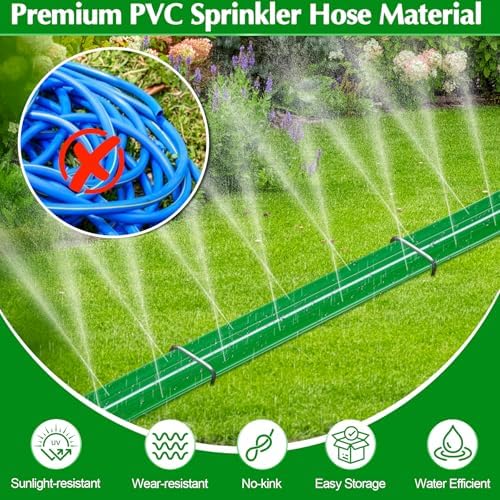 Sprinkler Hose with Holes, 150FT (75FT x 2) Heavy Duty Flat Soaker Hoses - Image 4