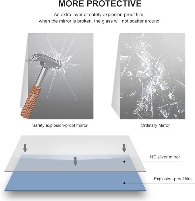 30x30 Inch Gold Bathroom Mirror - Copper-Free Mirror, Aluminum Alloy Frame Vanity Rectangle Wall Mounted Modern Mirror for Bedroom/Living Room/Porch Horizontal or Vertical