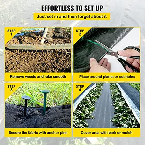 Happybuy 3FTx50FT 5OZ Garden Weed Barrier Landscape Fabric Heavy Duty, Weed Control Fabric for Garden, Weed Blocker Fabric, Geotextile Fabric Under Gravel, Driveway Fabric, Weed Mat Cloth Ground Cover - Image 5