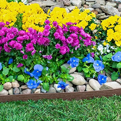EasyFlex Tall Wall No-Dig Landscape Edging with Anchoring Spikes, 2.5 in. Tall Straight Top Plastic Garden Border with Woodgrain Texture, 40 Foot Kit, Brown (3220BRE-40C) - Image 6