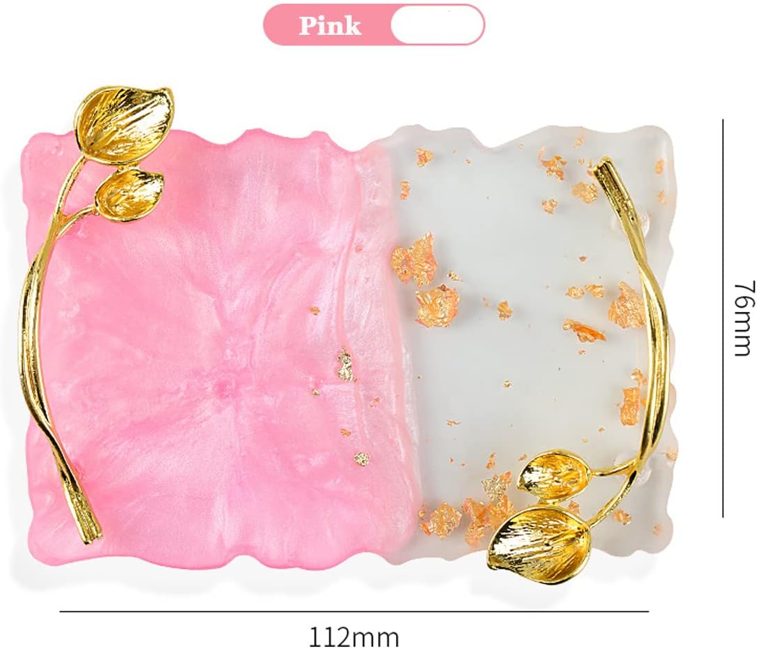 2023 Retro Nail Art Palette, Nail Painting Mixed Color Palette with Leaves Handle, Nail Holder Gel Color Makeup Display Board Pallet (Pink)