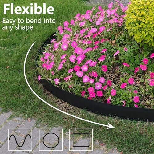 4 Inch Tall 60FT Landscape Edging with 75Pcs Metal Spikes, Plastic Garden Edging Border Landscape Edging Lawn Edging for Landscaping, Flower Bed, Paver, Yard - Image 5