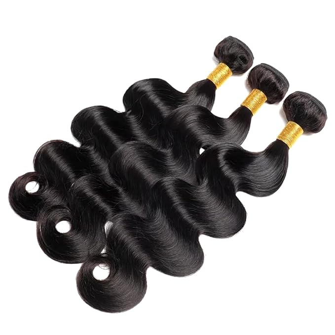 12A Human Hair Bundles 16 18 20 Inch Body Wave 100% Unprocessed Hair 3 Bundles Deals Extensions Quick Weave Human Hair Natural Black Color
