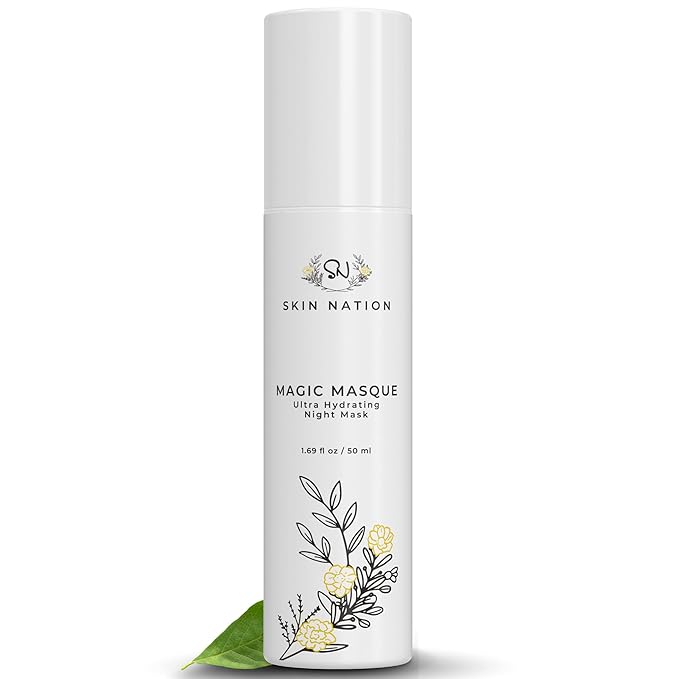 Skin Nation Magic Masque, Hydrating Night Mask with Hyaluronic Acid & Botanicals, Plant-Based Overnight Mask for Dry Skin, Smooth Texture & Radiant Glow, 1.69 fl oz