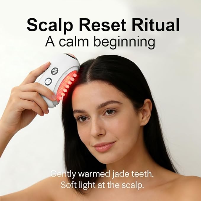 Face Massager Tool with Red Light Therapy for Face, Jade＆Rose Quartz Microcurrent Facial Device with Vibration＆7-Color LED Warm Heat, Gua Sha Facial Tools for Lifting, De-Puffing, Lymphatic Drainage