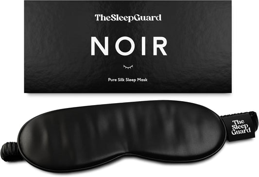 Pure Silk Sleep Mask [100% 6A Mulberry Silk, 22 Momme] Light Blocking Travel Essentials. Eye Masks for Sleeping. Black Oeko-Tex Blindfold. Eye Covers for Men & Women