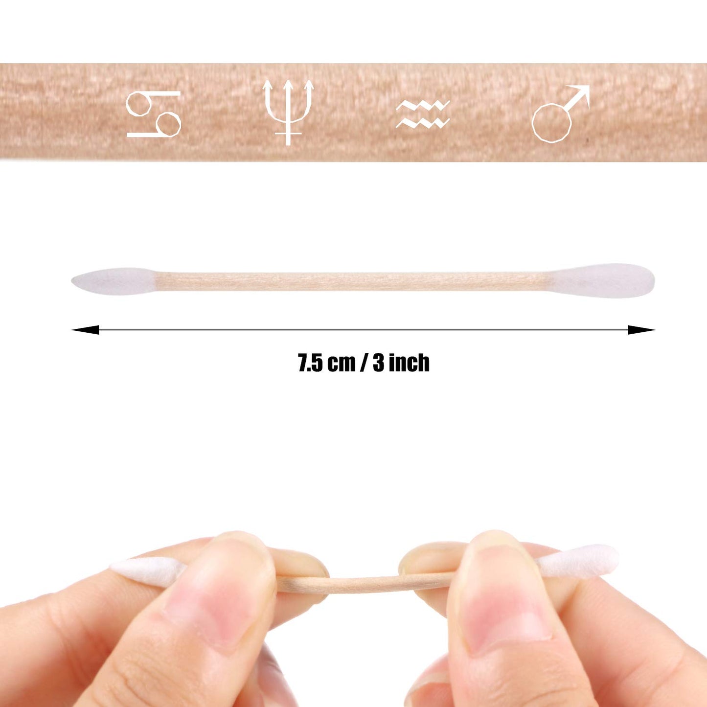 Norme 500 Pcs 3 Inch Gun Cleaning Swabs Long Cotton Swabs in Storage Box Long Pointed and Round Tip with Wooden Handle Buds for Makeup Baby Pet Care