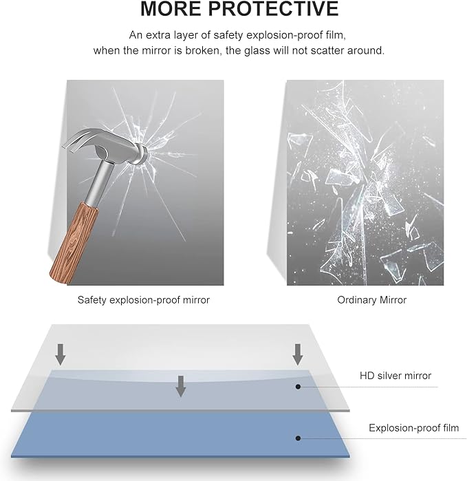 27x40 Inch Matte Black Bathroom Mirror - Copper-Free Mirror, Metal Frame Vanity Rectangle Wall Mounted Modern Mirrors for Bedroom/Living Room/Porch Horizontal or Vertical