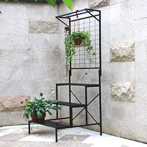 Zhongma 3 Tier Large Heavy Duty Plant Stand with Hanging Plant pot shelf, 35.43 x 33.27 x 78.74, Tall multi layer Plant Holder for Home, Garden, Each Tier: 35.43 L x 10.5W, Easy to Hold Large Plant - Image 6