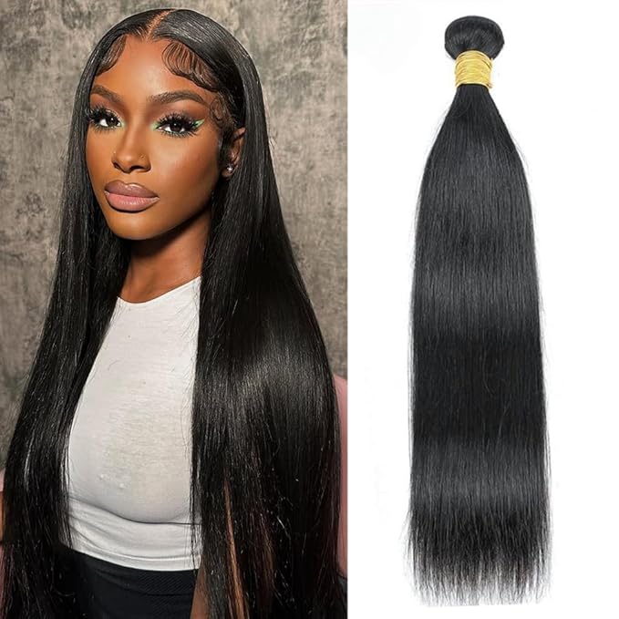 12A Straight Human Hair Bundles,Brazilian Virgin Straight Bundles 22 Inch 100% Unprocessed Human Hair 1 Bundle Deals Real Natural Black Color Hair Extensions for Black Women