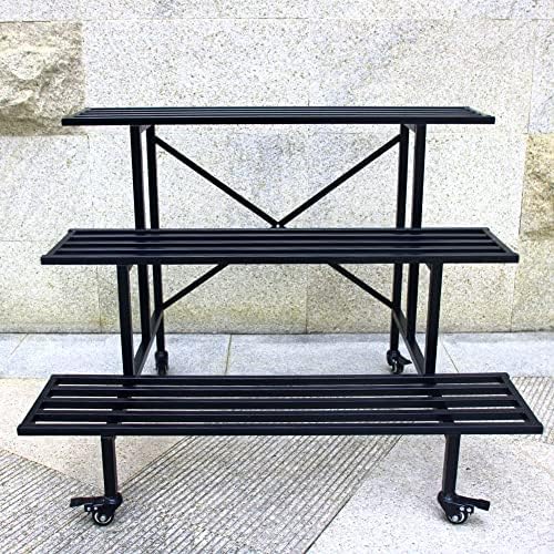 Zhongma 3 Tier Heavy Duty Metal Plant Stand with wheels easy assembly - Image 6