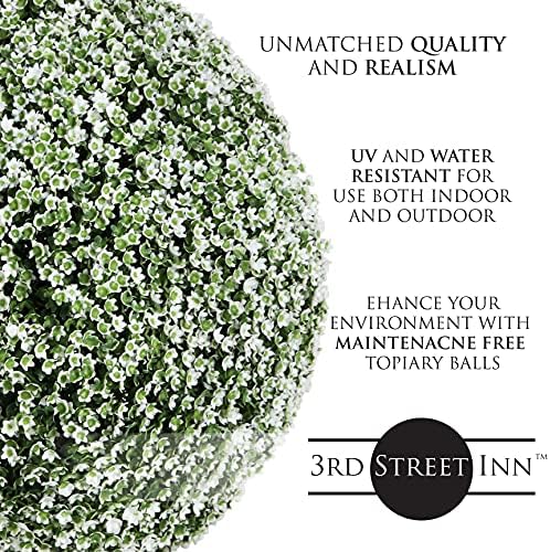Artificial Baby's Breath Topiary Balls for Outdoor Decor - 7", 2-Pack - Image 2