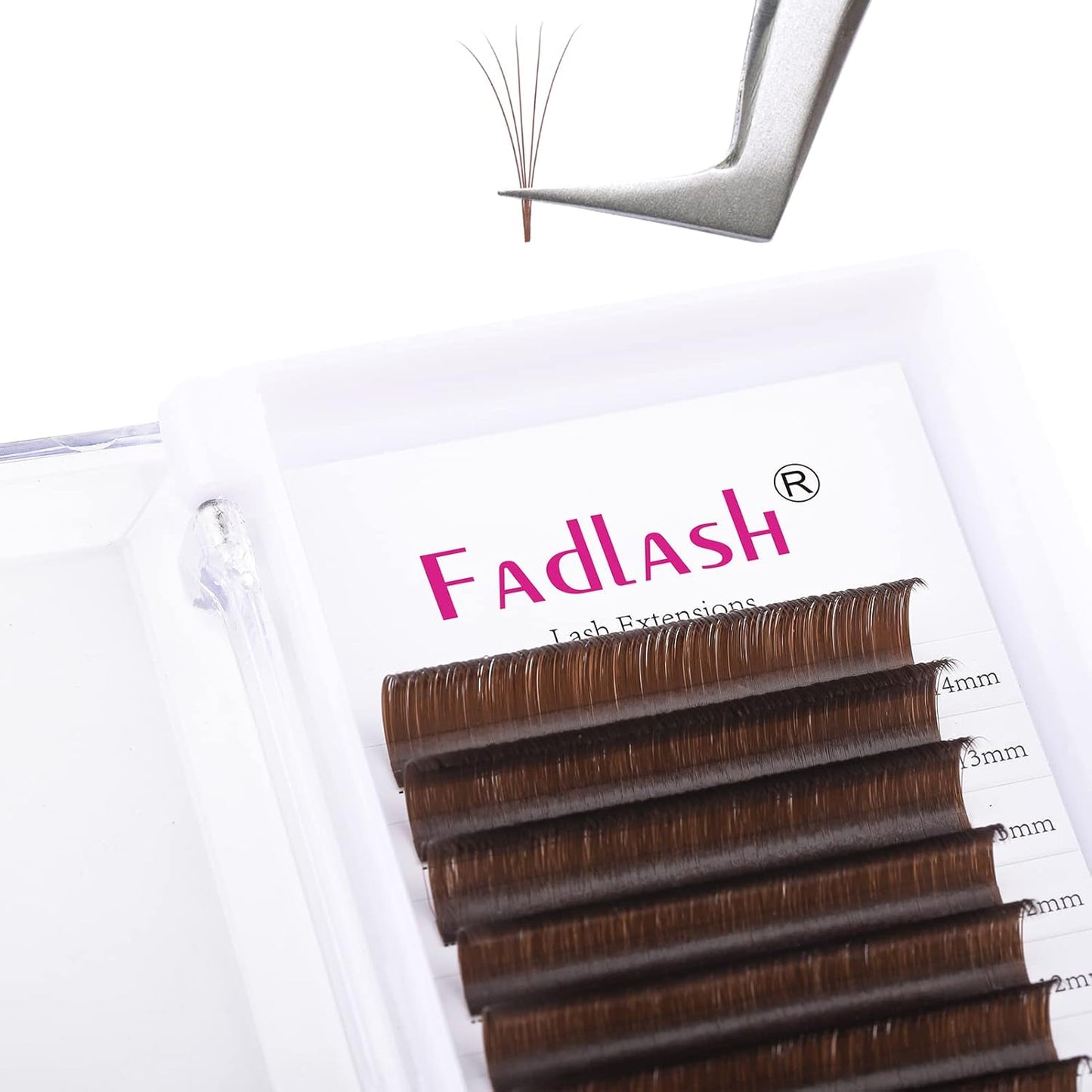 FADLASH Brown Lash Extensions Easy Fan Volume Lashes Colored Lash Extensions C Curl Volume Lash Extension 0.07 Self Fanning Eyelash Extensions (Dark Brown-0.07C, 8-14mm)