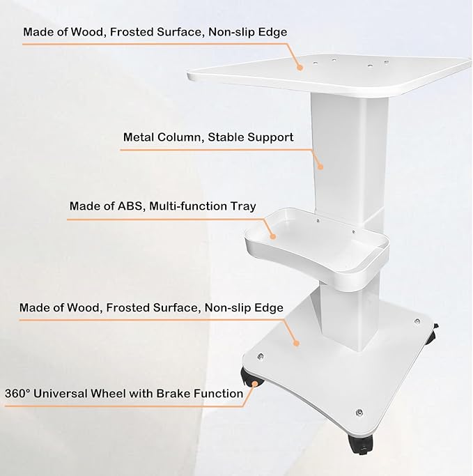 Esthetician Cart, 3 Tier Beauty Rolling Trolley with Rotation Wheels, Aluminum Alloy Tray Rolling Cart for Hair Salon, Spa Salon Beauty Machine Storage