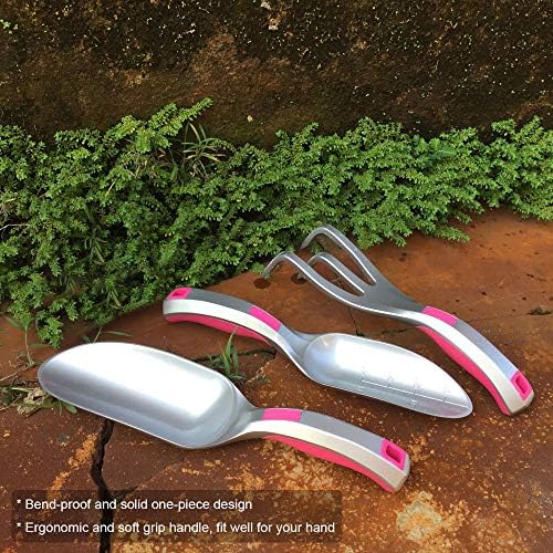 Garden Tool Set, 3PC Bend Proof Gardening Tool Kits (Soil Scooper, Garden Trowel, Cultivator Hand Rake), One-Piece Aluminum, Garden Gift Pink - Image 6
