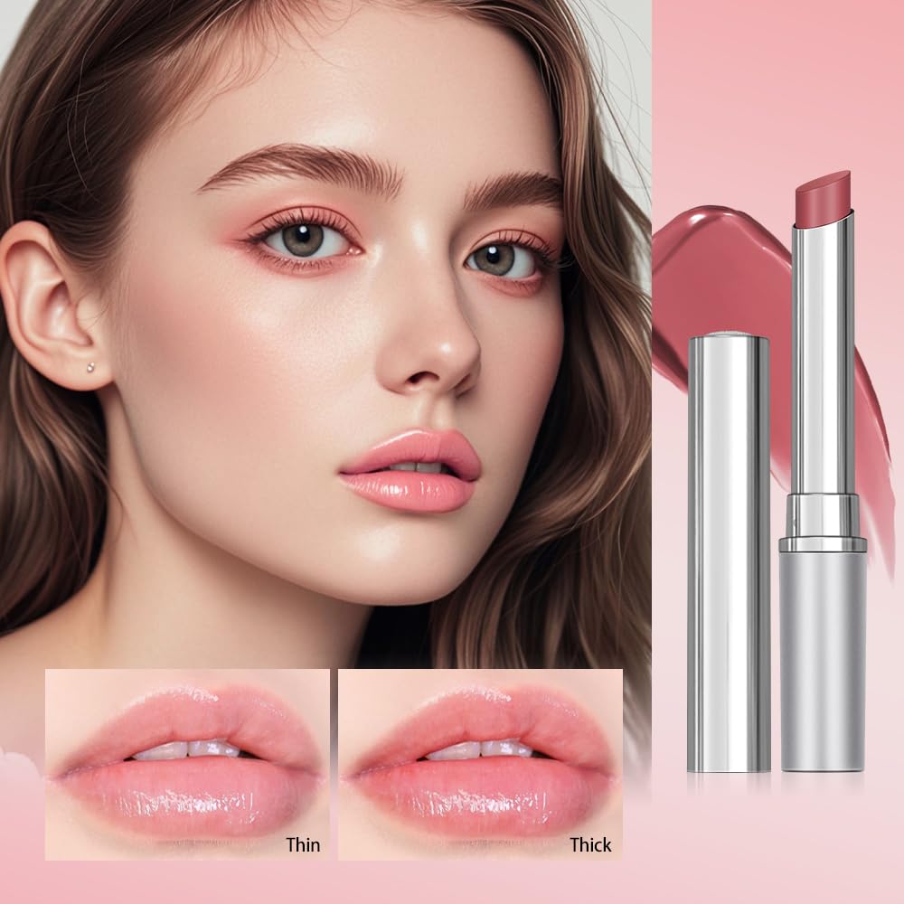 Tinted Lip Balm Lipstick, Hydrating Natural Glossy, Long-lasting Moisturizing & Nourishing Lip Care with Natural Ingredients Transparent Color (Drak Honey+Pink, 0.07oz)