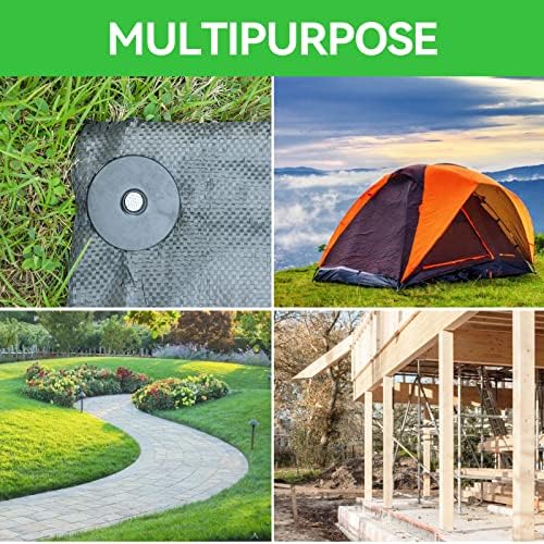 8 Inch Heavy Duty Landscape Stakes with Gasket Caps - 200 Sets Galvanized Spiral Garden Spikes Kit for Securing Weed Barrier Fabric, Artificial Turf, Tent and More - Image 5