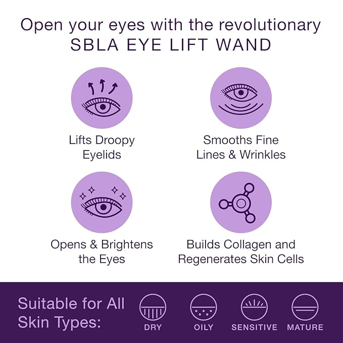 SBLA Eye Lift Wand – Anti-Aging Serum for Eyelids, & Eye Area - With SBLA66Peptide™, Caffeine, Hyaluronic Acid, Niacinamide & Vitamin C - Smooths, Lifts Hooded Lids, Brightens Eyes, Reduces Puffiness