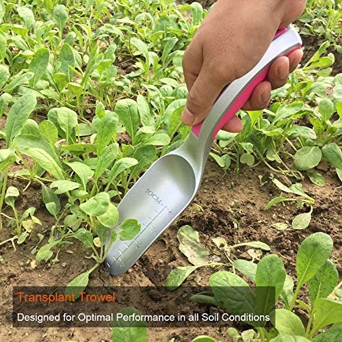 Garden Tool Set, 3PC Bend Proof Gardening Tool Kits (Soil Scooper, Garden Trowel, Cultivator Hand Rake), One-Piece Aluminum, Garden Gift Pink - Image 4