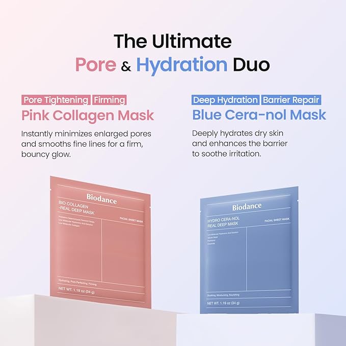 BIODANCE Best Mask Duo: Bio-Collagen & Ceramide Panthenol Real Deep Mask Set, Firming, Hydrating, Face Mask Bundle for Glass Skin, Korean Skincare Set, Korean Skin Care, Valentines Day Gifts for Her