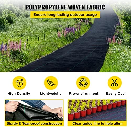 Happybuy 6FTx300FT Premium Weed Barrier Landscape Fabric Heavy Duty 3OZ, Woven Weed Control Fabric, Good Permeability for Weed Block Gardening Mat, Driveway Fabric, Landscaping Fabric, Ground Cover - Image 3